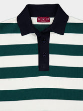 Gucci Green and White Striped Cotton Polo