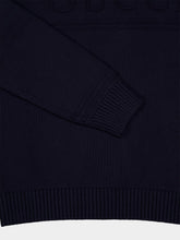 Gucci Blue Cotton Wool Sweater with Gucci Intarsia