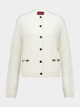 Gucci White Wool Cashmere Cardigan with Horsebit