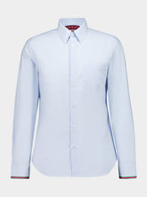 Gucci Light Blue Striped Cotton Shirt with Web