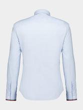 Gucci Light Blue Striped Cotton Shirt with Web