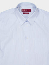 Gucci Light Blue Striped Cotton Shirt with Web