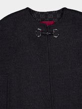Gucci Dark Grey Silk Wool Cape with Horsebit