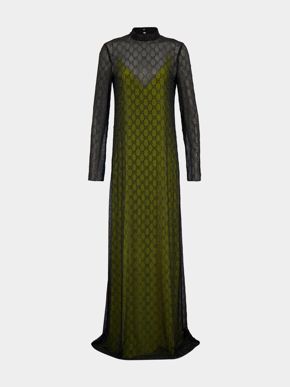gucci mesh dress GUCCI Embroidered Light Silk Georgette Dress, Size 40 IT