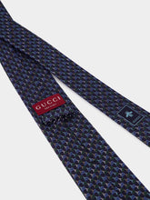 Gucci Blue and Dark Green GG Silk Jacquard Tie