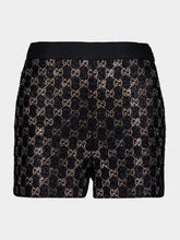 Gucci Black Embroidered Lamé GG Shorts