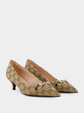 Gucci Beige GG Canvas Pump with Horsebit