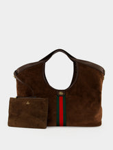 Gucci Dark Brown GG Suede Giglio Large Tote Bag