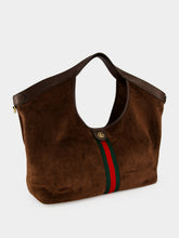 Gucci Dark Brown GG Suede Giglio Large Tote Bag