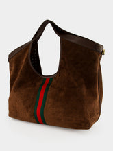 Gucci Dark Brown GG Suede Giglio Large Tote Bag
