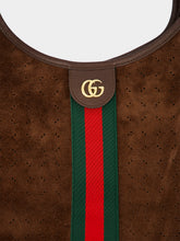 Gucci Dark Brown GG Suede Giglio Large Tote Bag