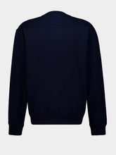 Gucci Navy Blue Cotton Crewneck Sweatshirt with Embroidery
