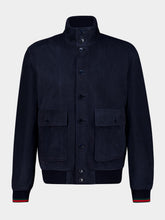 Gucci Navy Blue Suede Bomber Jacket