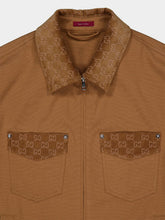 Gucci Camel Cotton Jacket with GG Monogram Details