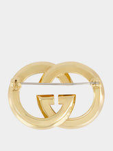 Gucci Gold Interlocking Crystal Brooch