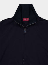 Gucci Dark Blue Technical Jersey Zip Jacket with Web Inserts