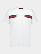 Gucci White Cotton Jersey T-shirt with Web and Horsebit Embroidery