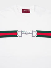 Gucci White Cotton Jersey T-shirt with Web and Horsebit Embroidery