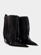 Balenciaga Black Avenue Fringe Leather Booties