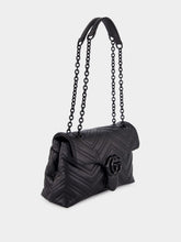 Gucci Black Small GG Marmont Leather Shoulder Bag