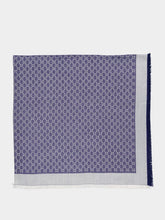 Gucci Blue and White GG Silk Wool Shawl