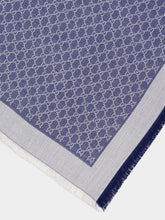 Gucci Blue and White GG Silk Wool Shawl