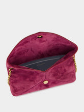 Saint Laurent Cassandre Small Suede Chain Pouch in Deep Fuchsia