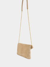 Saint Laurent Clear Beige Cassandre Suede Chain Pouch
