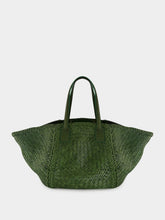 Dragon Diffusion Leaf Green Woven Leather Tote Bag