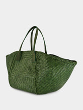 Dragon Diffusion Leaf Green Woven Leather Tote Bag