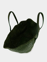 Dragon Diffusion Leaf Green Woven Leather Tote Bag