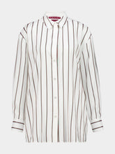 Gucci White Striped Silk Shirt with Web Detail
