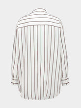 Gucci White Striped Silk Shirt with Web Detail