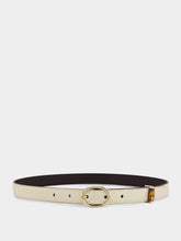 Gucci Ivory Thin Leather Belt with Oval Buckle