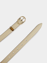 Gucci Ivory Thin Leather Belt with Oval Buckle
