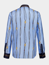 Gucci Blue Marina Chain Print Silk Twill Shirt
