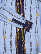 Gucci Blue Marina Chain Print Silk Twill Shirt
