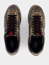 Gucci Black Washed Leather Shift Trainers