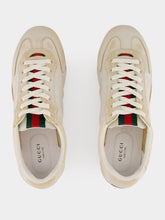 Gucci White Washed Leather GG Shift Sneakers