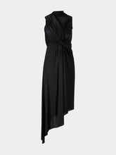 Balenciaga Black Draped Sleeveless Midi Dress