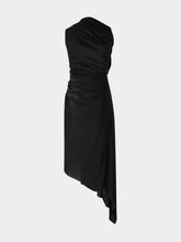 Balenciaga Black Draped Sleeveless Midi Dress