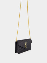 Saint Laurent Black Cassandre Envelope Chain Wallet