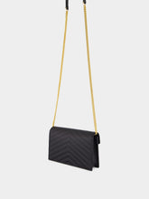 Saint Laurent Black Cassandre Envelope Chain Wallet