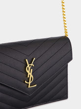 Saint Laurent Black Cassandre Envelope Chain Wallet
