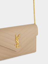Saint Laurent Dark Beige Cassandre Envelope Chain Wallet