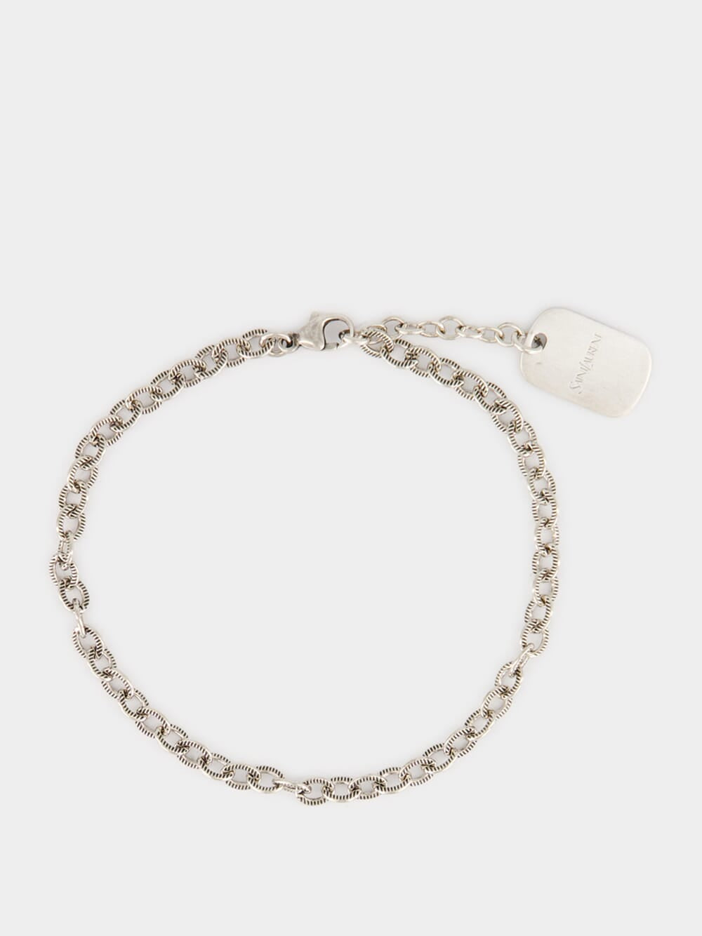 Saint Laurent Oxidized Silver Ribbed Chain Bracelet | Fashion Clinic