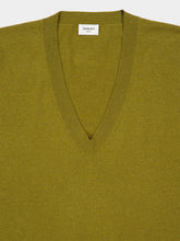 Saint Laurent Olive Green Cashmere V-Neck Sweater