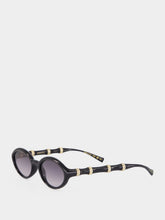 Gucci Black Oval Bamboo Sunglasses