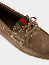 Gucci Brown Washed Leather Boat Shoes