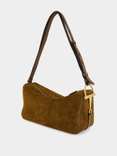 Gucci Brown GG Suede Half Horsebit Medium Shoulder Bag